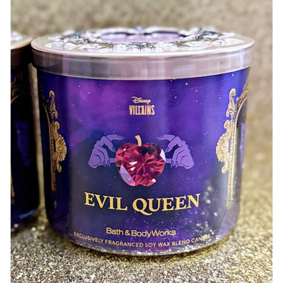 Lot of 2 Bath & Body Works Disney Villains Evil Queen Large 3-Wick Candle 14.5oz - Picture 3 of 8